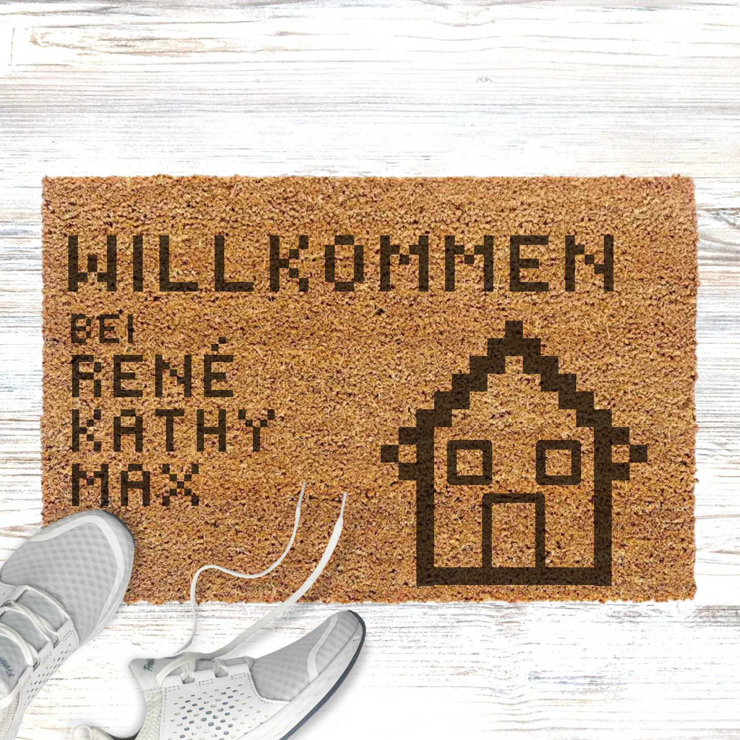 Personalisierte Kokos Fußmatte Pixel Art