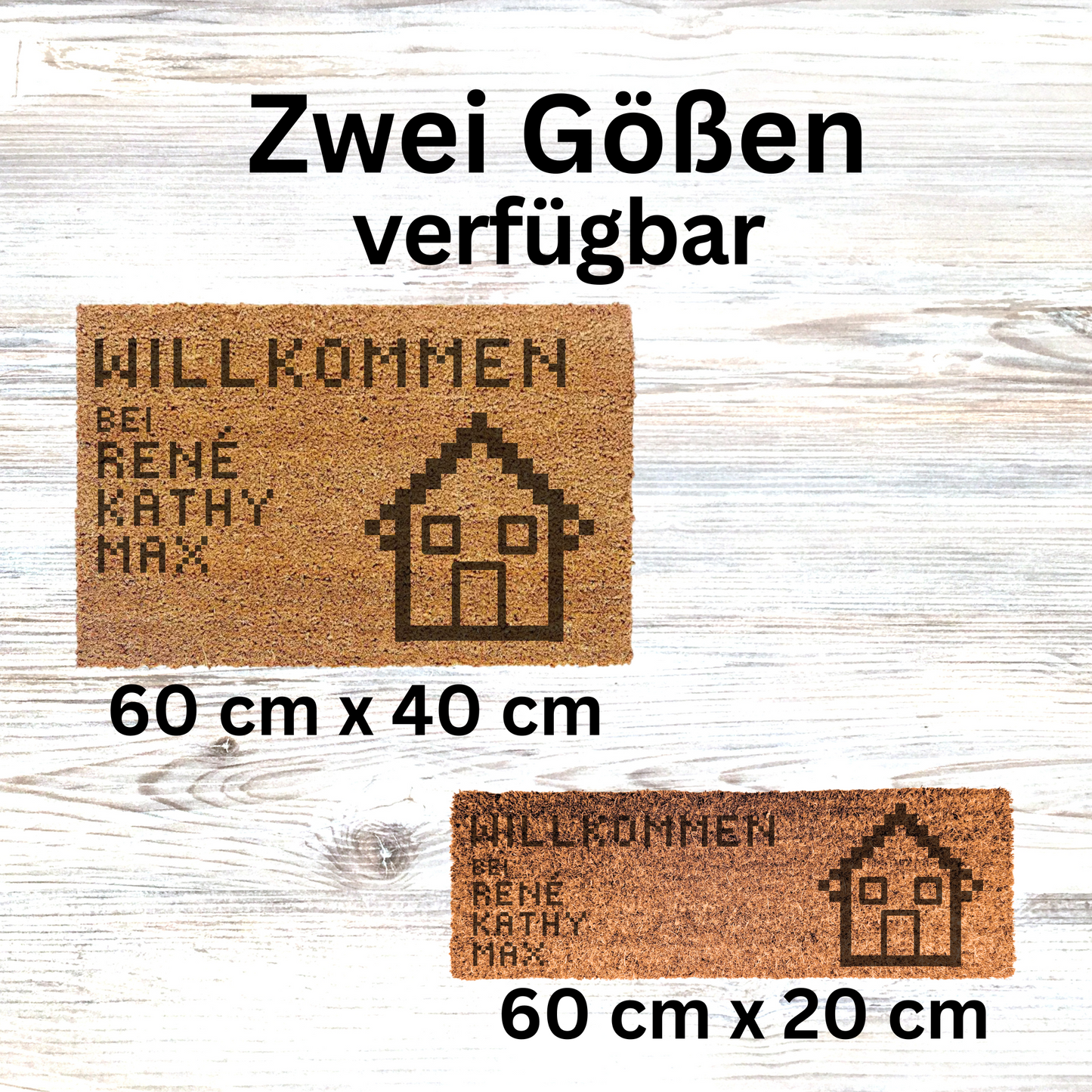 Personalisierte Kokos Fußmatte Pixel Art