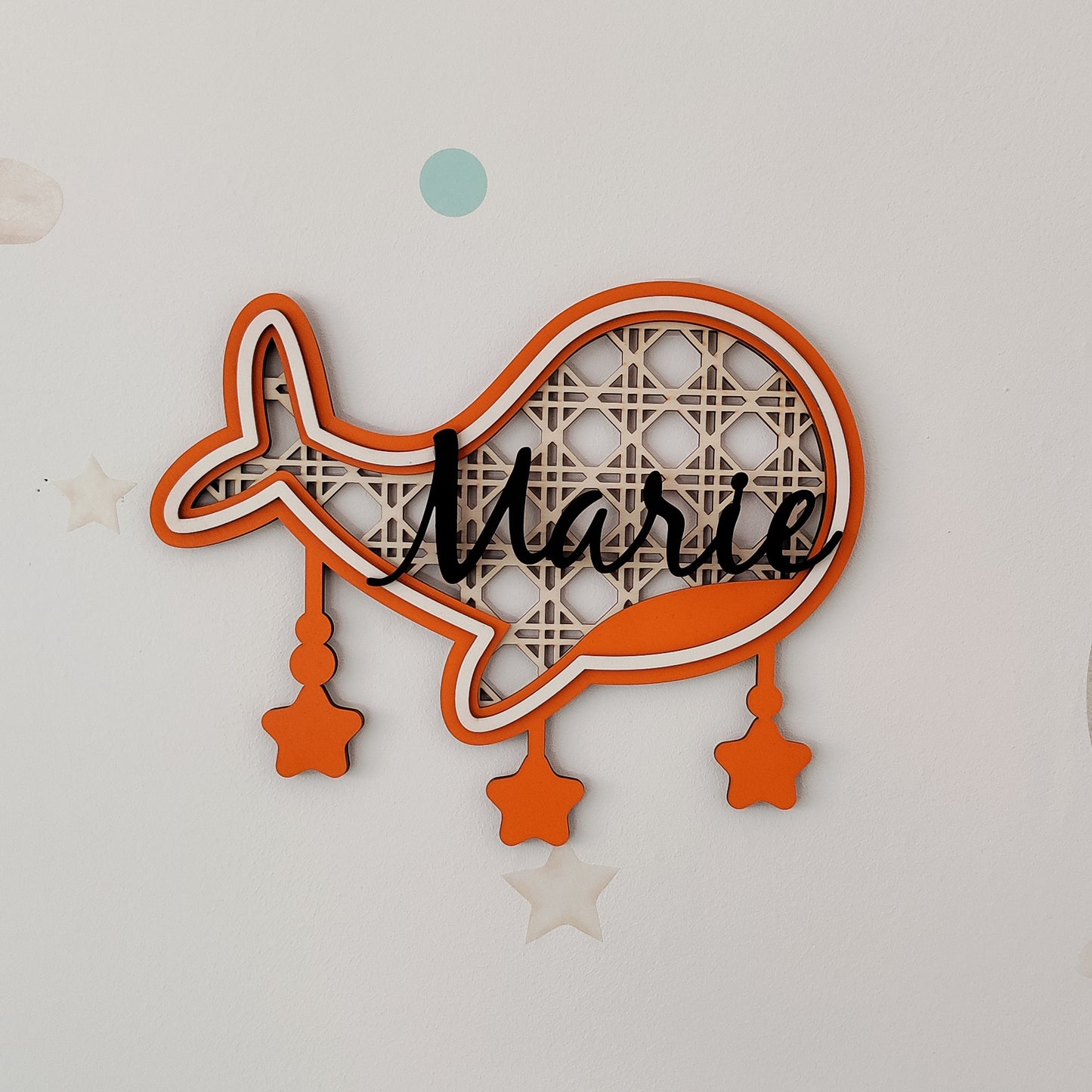 Personalisierbares Türschild Wal mit Namen – Liebevolle Dekoration fürs Kinderzimmer
