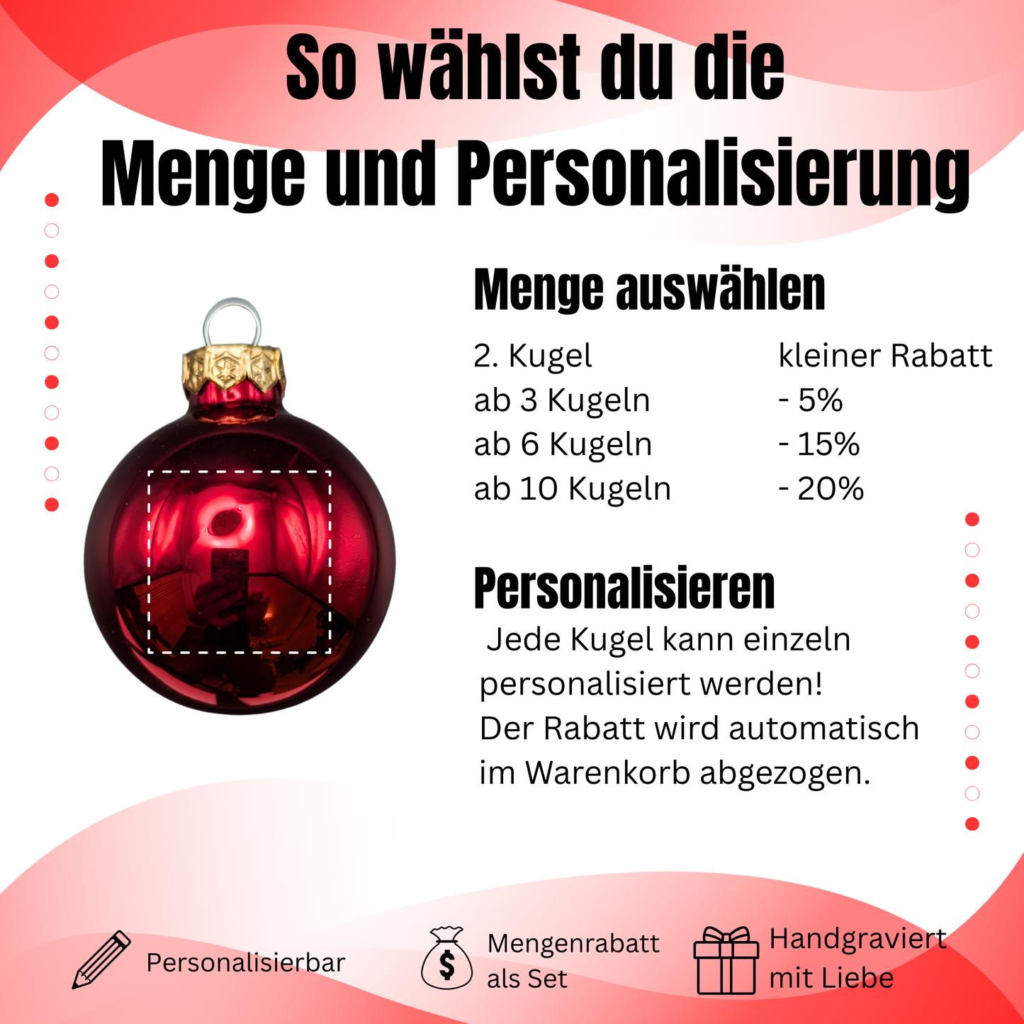 Personalisierte Weihnachtskugel mit Sternen – Graviert mit deinem Namen