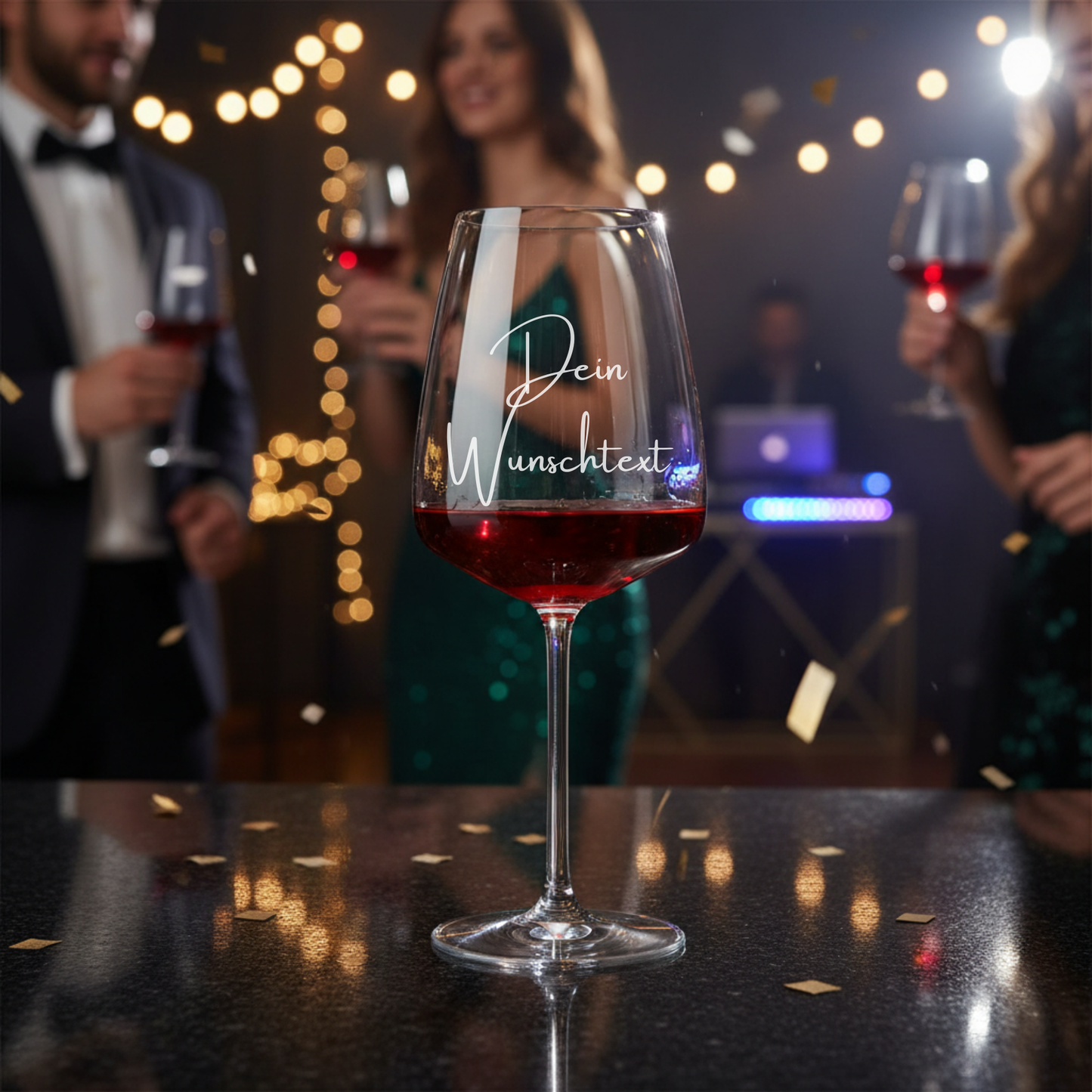 personalisiertes Rotweinglas mit Wunschtext