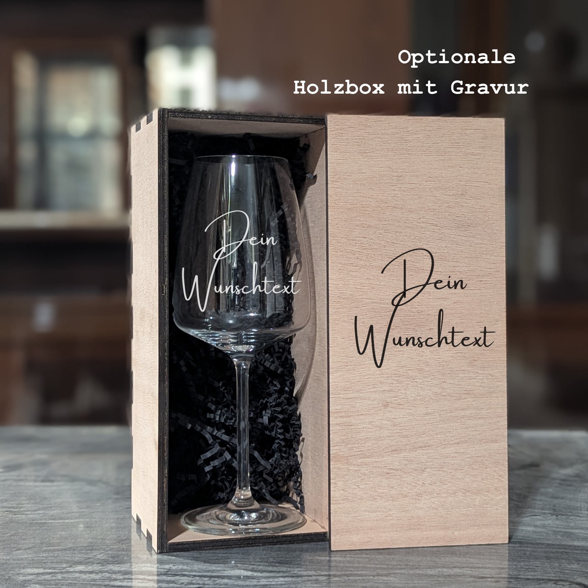 Personalisiertes Rotweinglas mit optionaler Geschenkbox
