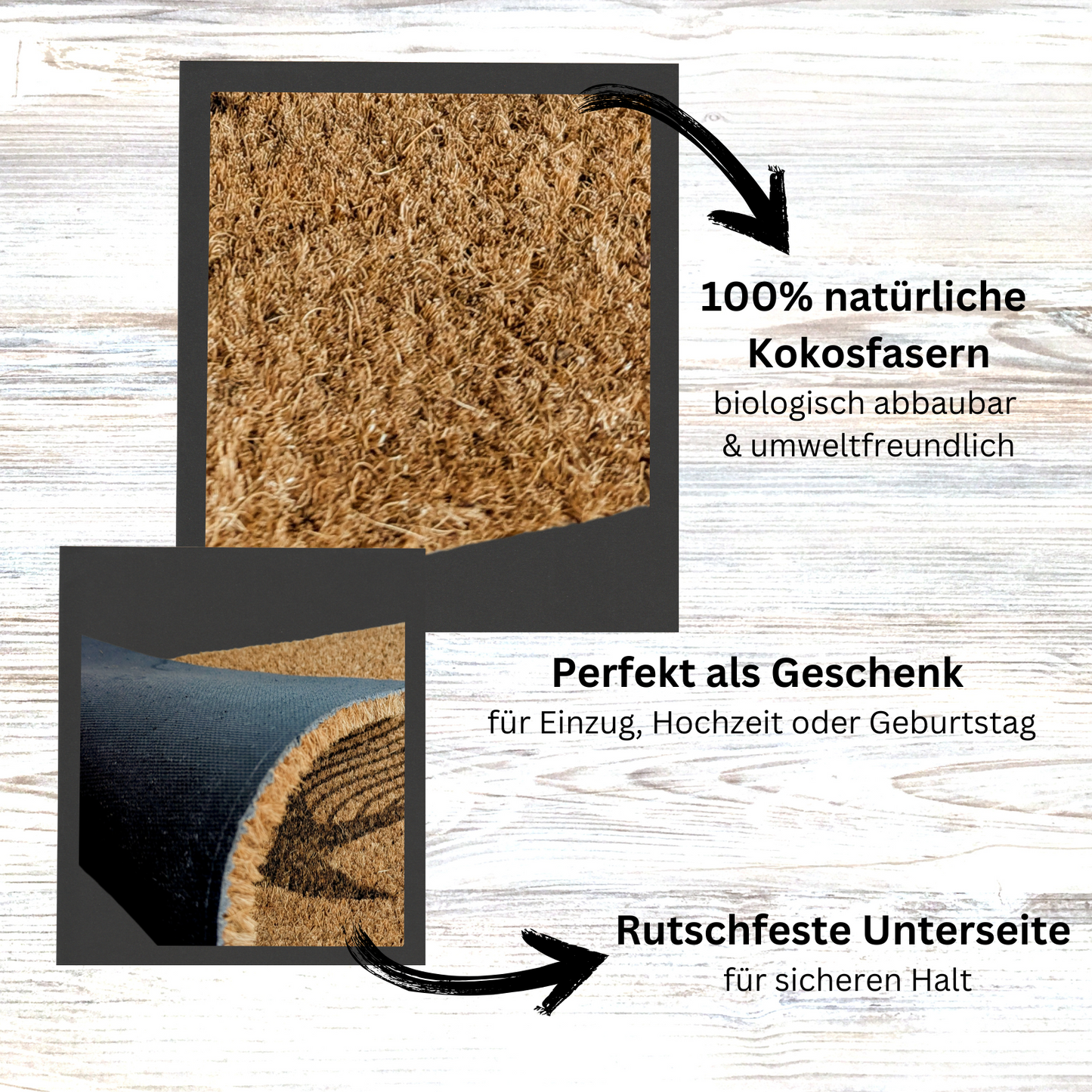 Personalisierte Kokos Fußmatte - "Katzenname" beobachtet dich. Immer.