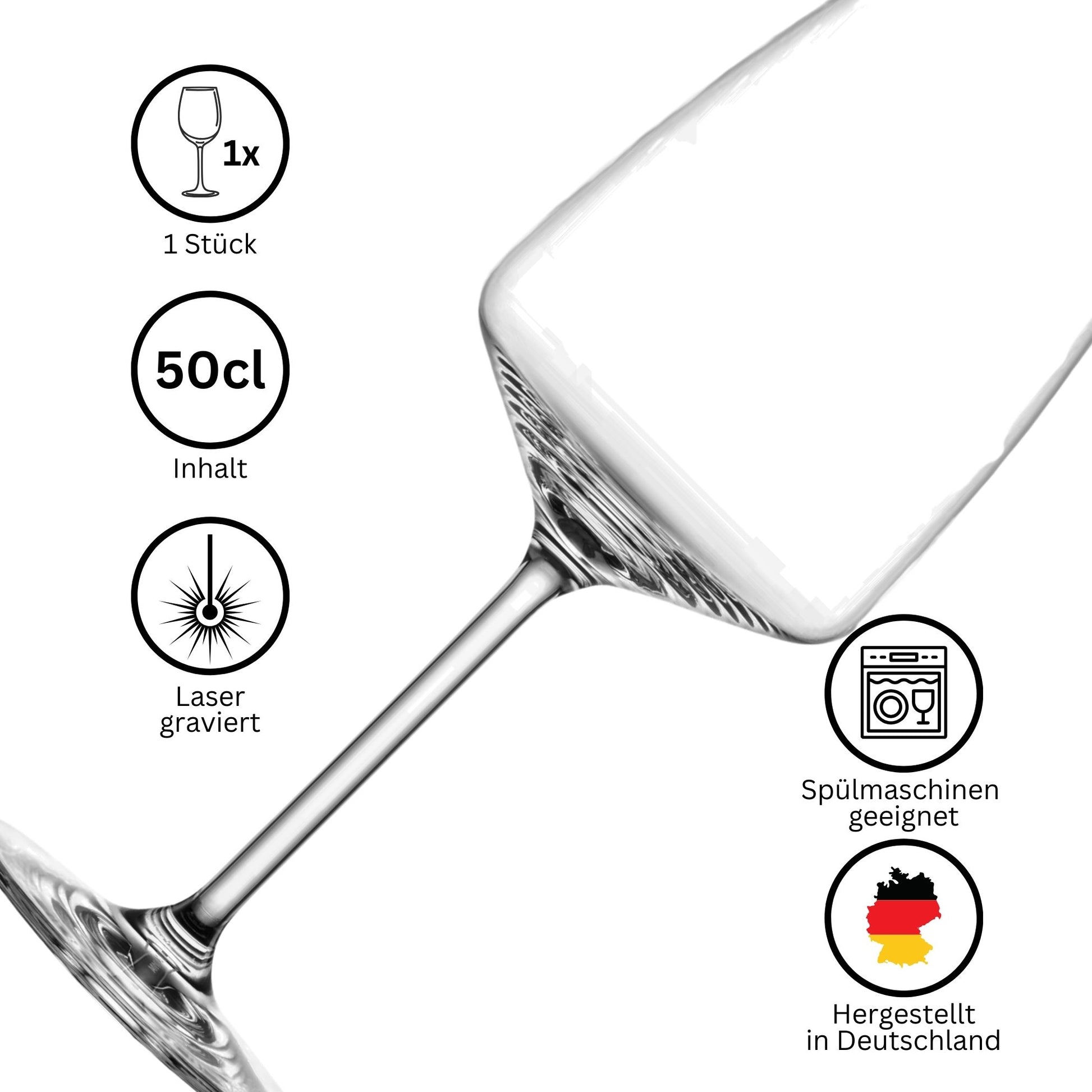 Weinglas 50cl mit Lasergravur spülmaschinengeeignet Made in Germany personalisiertes Glas mit Namensgravur