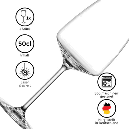 Weinglas 50cl mit Lasergravur spülmaschinengeeignet Made in Germany personalisiertes Glas mit Namensgravur