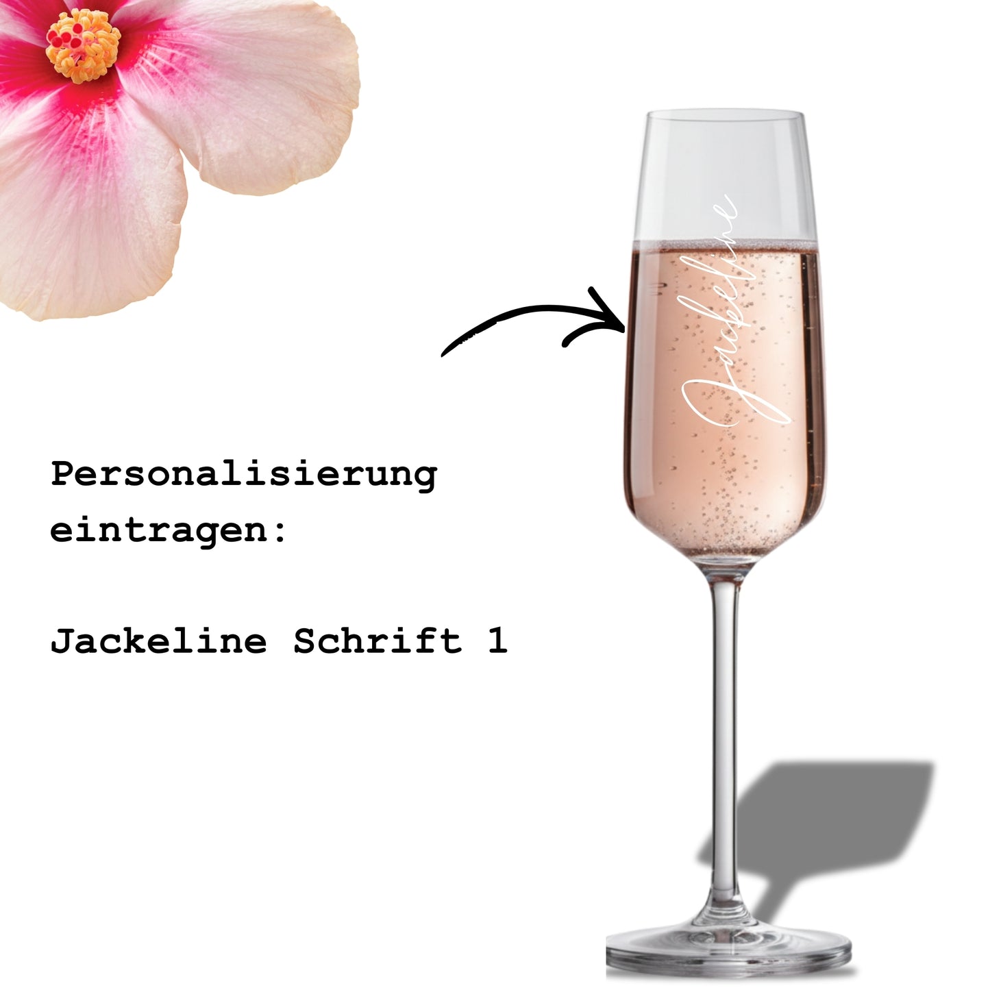 Personalisiertes Sektglas mit Namensgravur – Hochkant