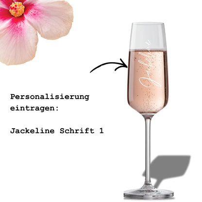 Personalisiertes Sektglas mit Namensgravur – Hochkant