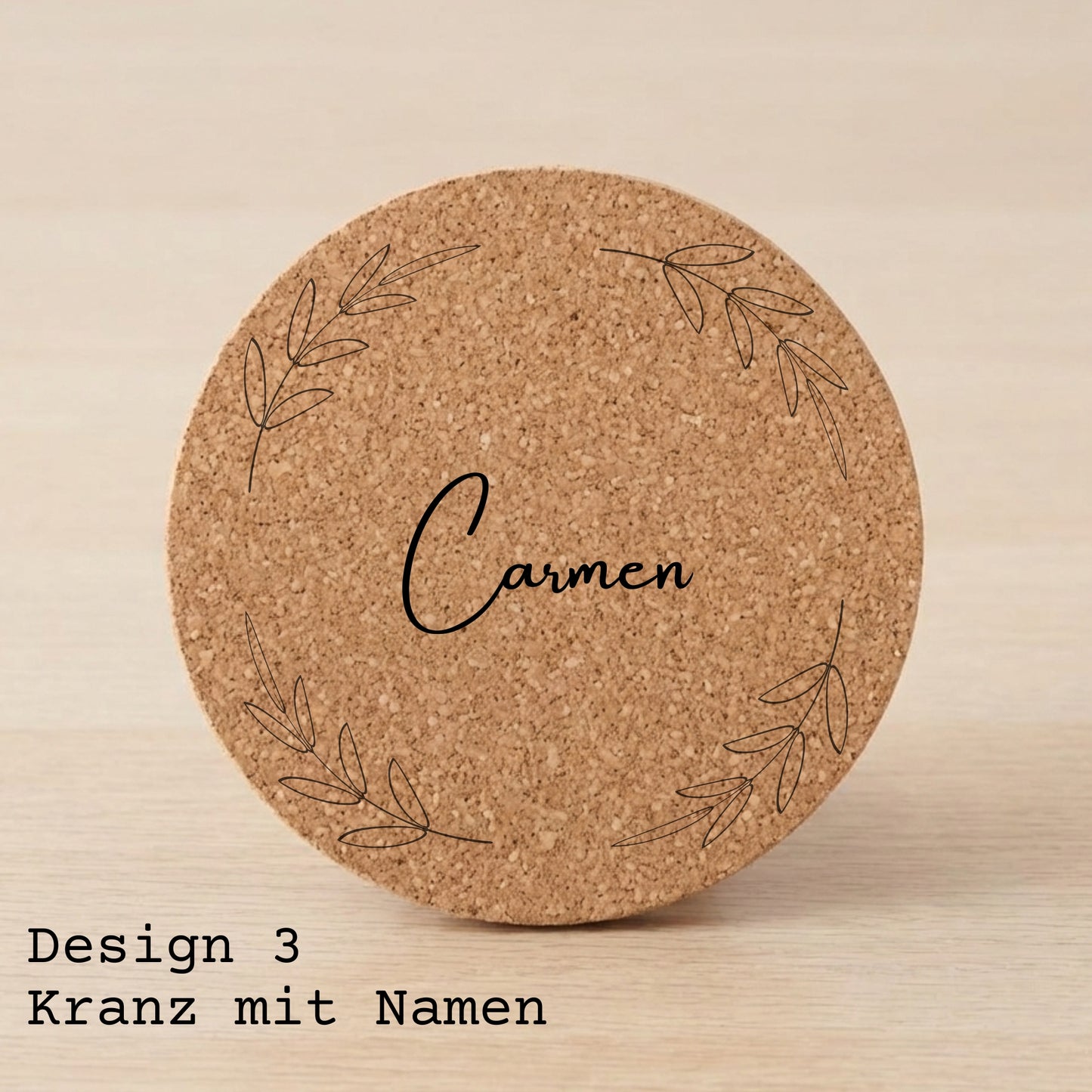 Kork Untersetzer personalisiert mit Namen