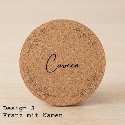 Kork Untersetzer personalisiert mit Namen