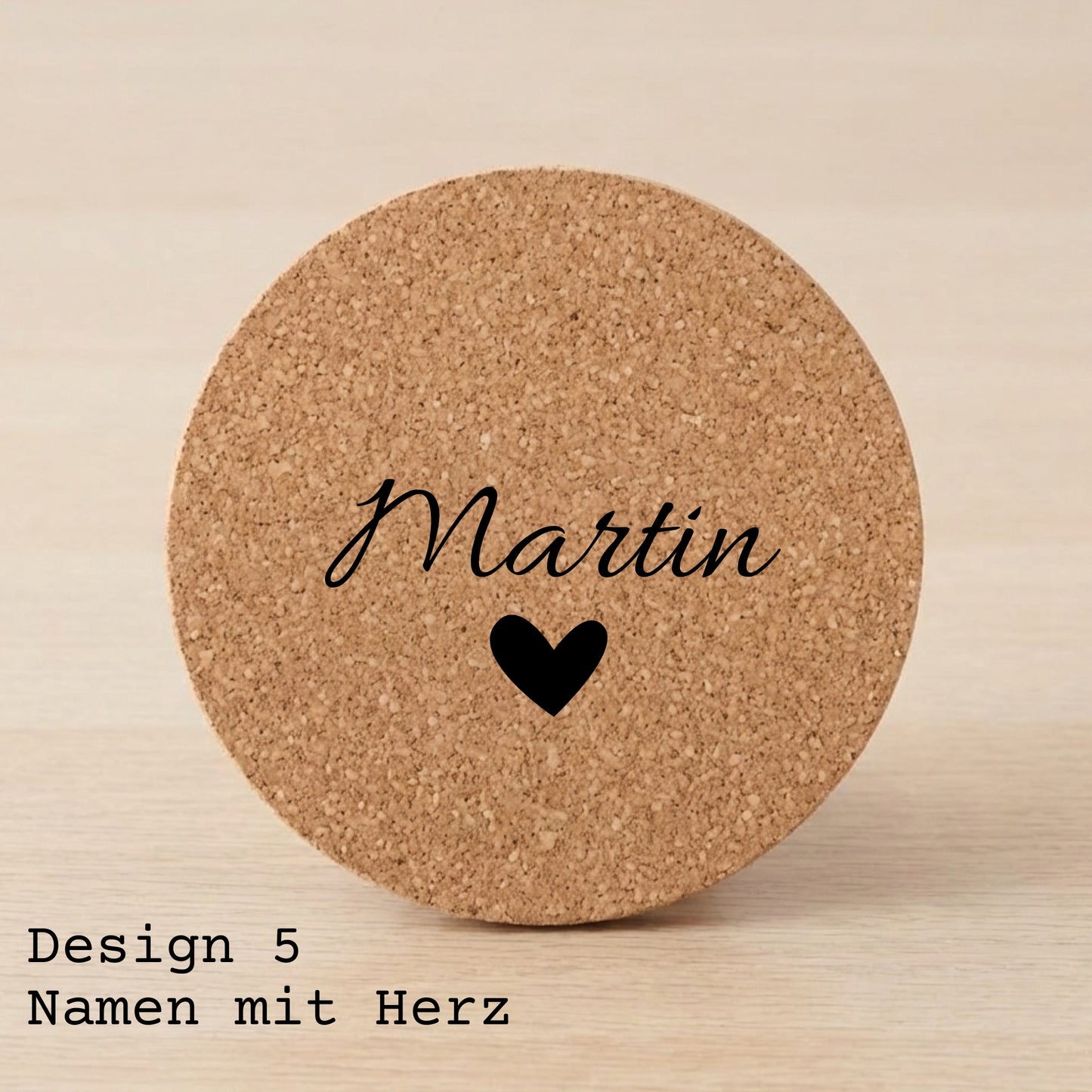 Kork Untersetzer personalisiert mit Namen