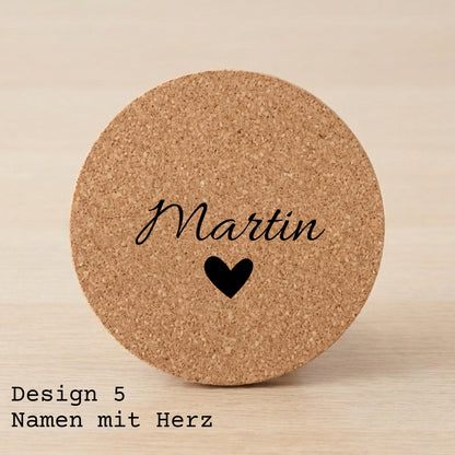 Kork Untersetzer personalisiert mit Namen