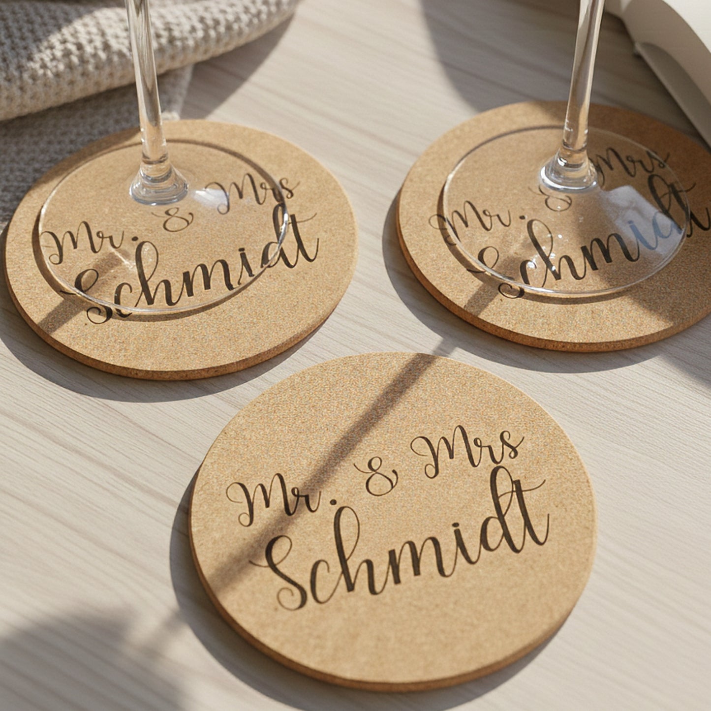 Kork Untersetzer personalisiert mit Namen