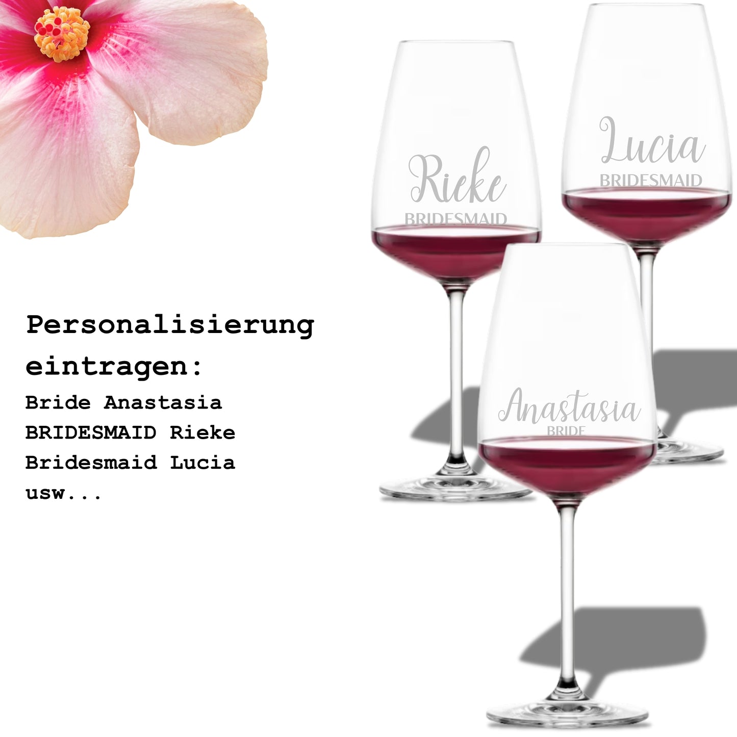 Anleitung zur Personalisierung von Weingläsern für Braut und Brautjungfern