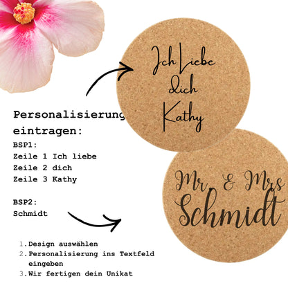 Kork Untersetzer personalisiert mit Namen