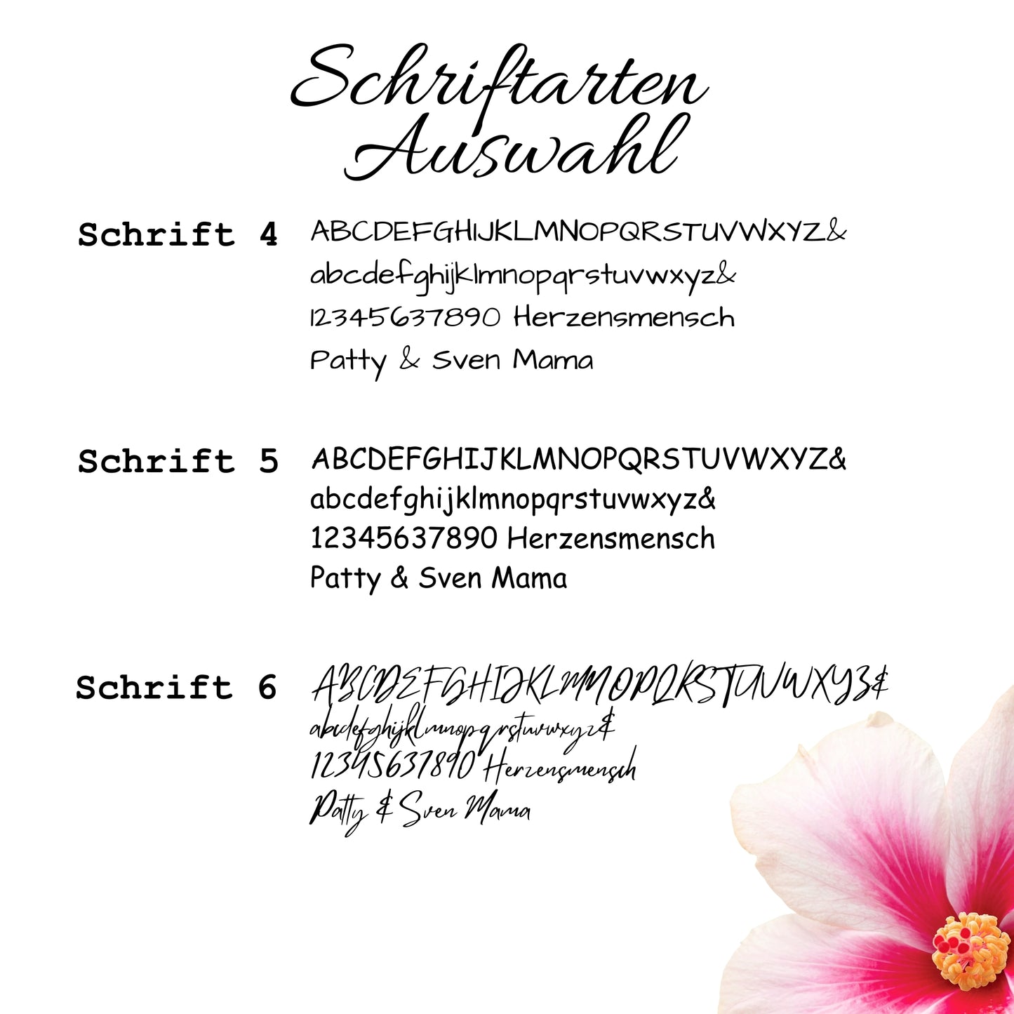 Weitere Gravur-Schriftarten 4 bis 6 für personalisierte Sektgläser