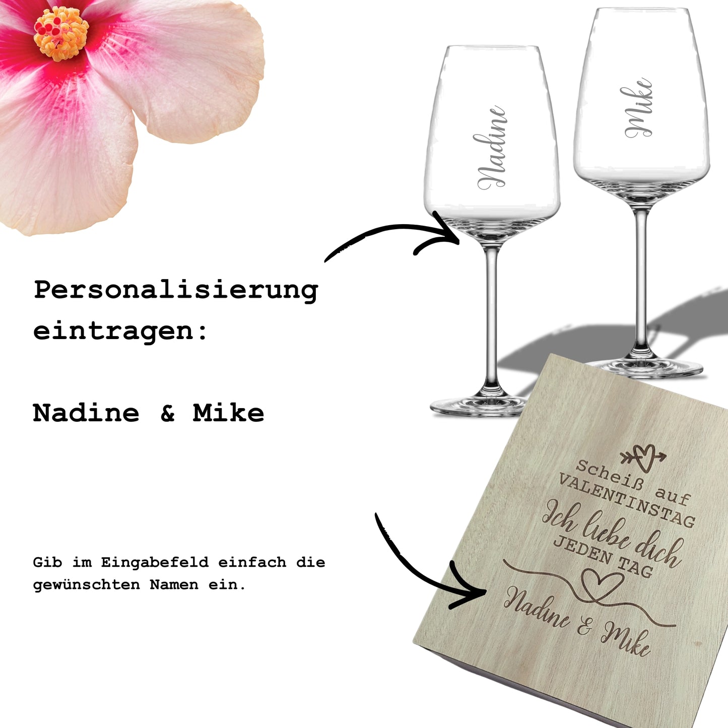 Personalisierte Weingläser mit Namen – Eingabe der gewünschten Personalisierung